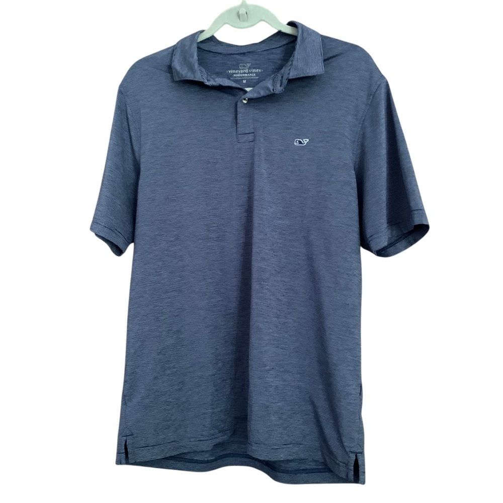Vineyard Vines Performance Mens Golf Polo Blue Stripe Preppy Country Club Sz M